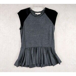 Rebecca Taylor Women's Velvet Knit Ruffle Top Size M